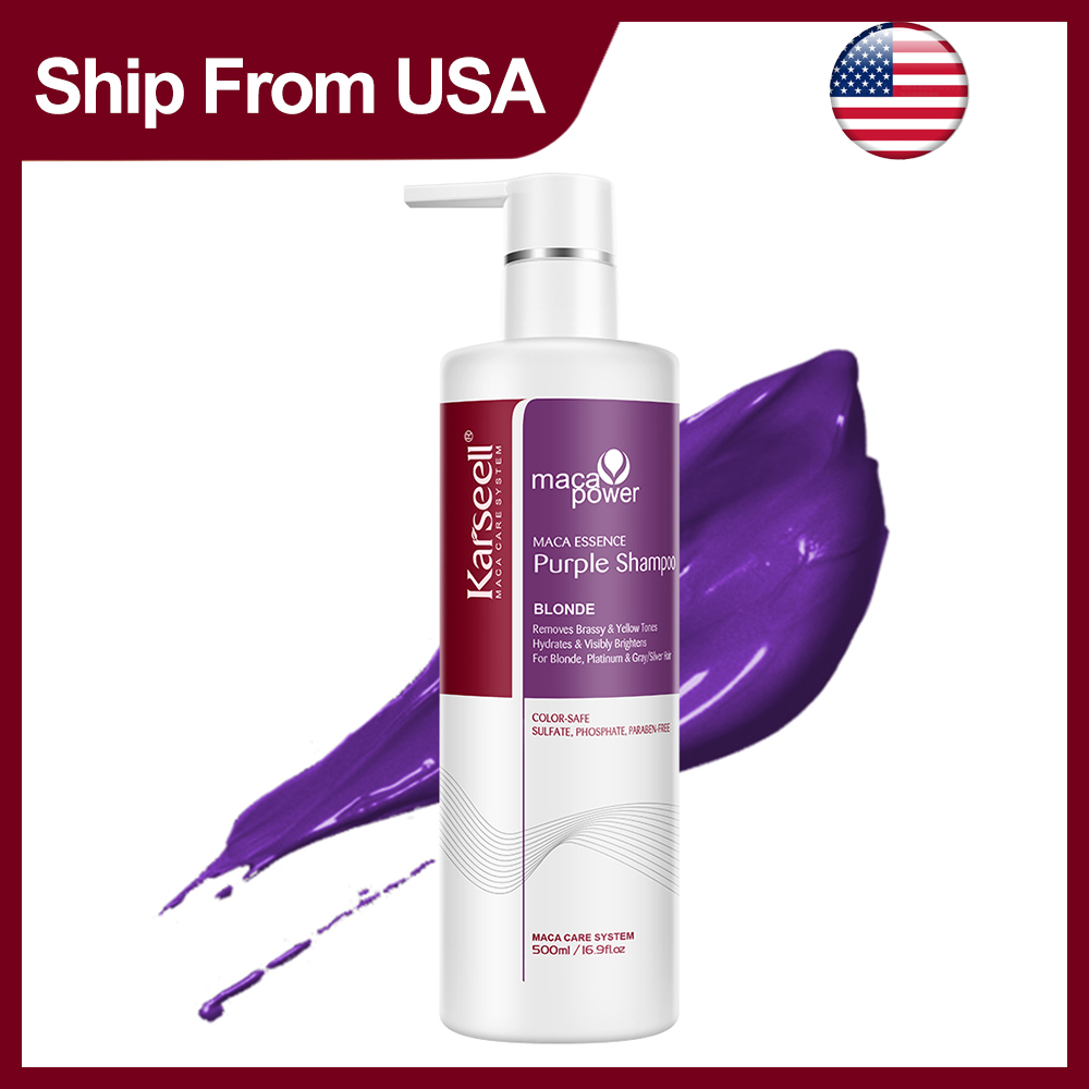 Purple Toning Shampoo - Karseell 500ml Purple Shampoo Menetralisir Warna